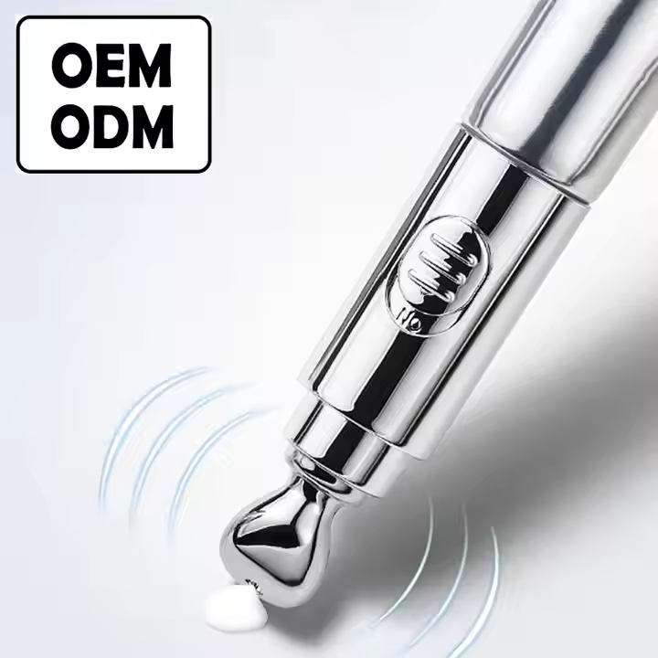 Metal Eye Cream Massage Tube Custom Cosmetic Soft Plastic Packing with Zinc Alloy Applicator