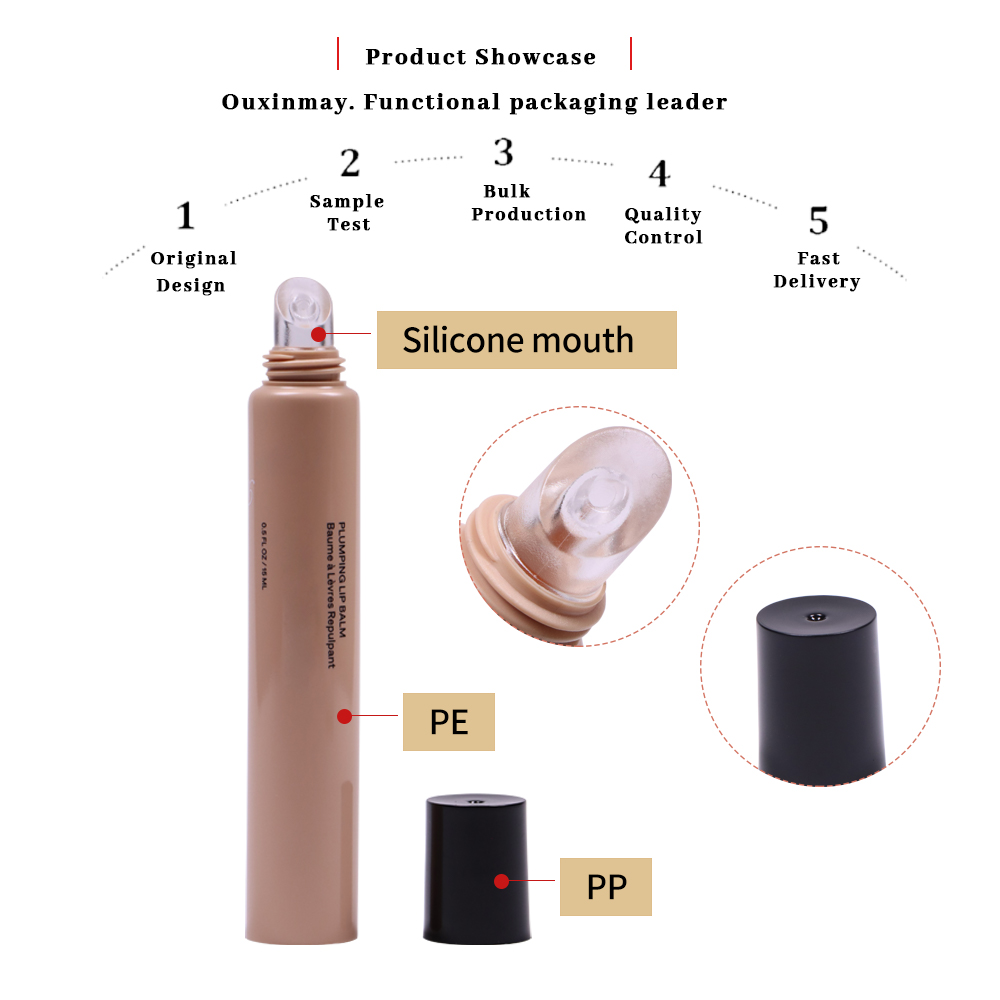 Lip Balm Tube with Silicone Applicator Private Label Empty 5ml 8ml 10ml 12ml 15ml Plastic Cosmetic Lipgloss Tube