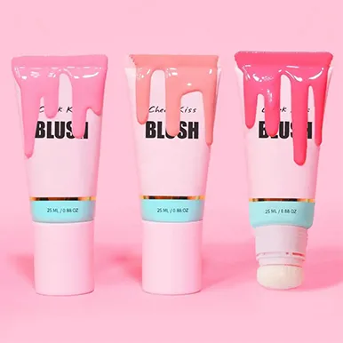 Flocked head blush tube cosmetic functional tube