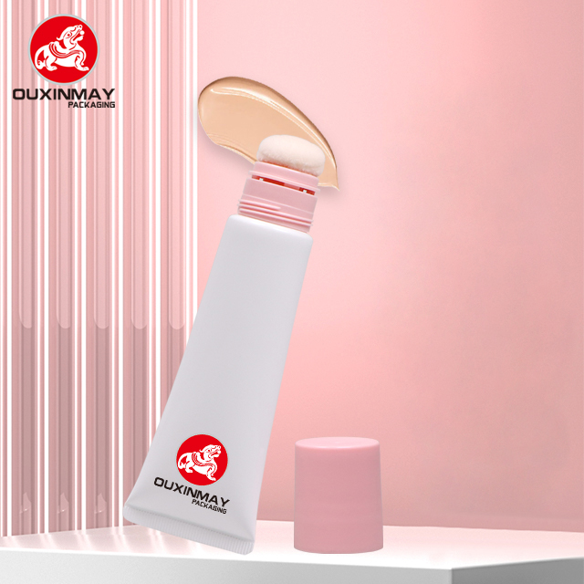High Quality Eco-Conscious Soft Plastic Packaging Empty Cosmetic Tube with Flocking Head For Make-up