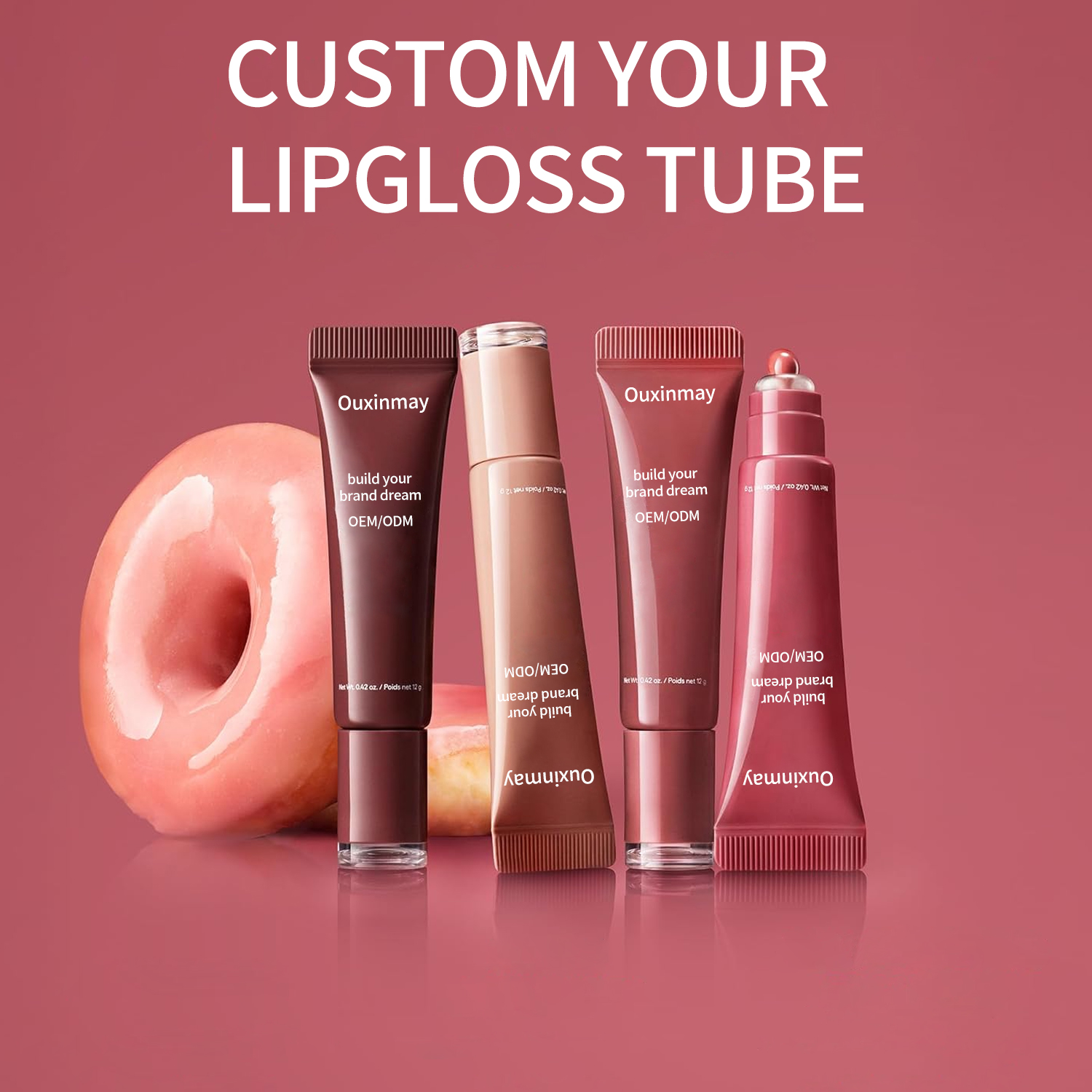 Silicone Ring Lipsgloss Tube Cosmetic Soft Plastic Tube with Leak-Proof Seal High-Elasticity Packaging for Lip Gloss