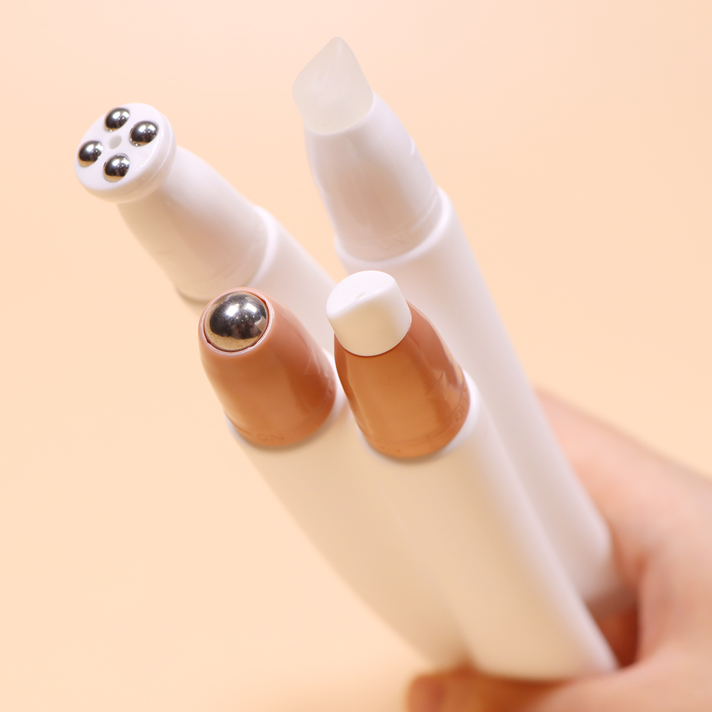 Custom Cosmetic Soft Plastic Tube with Zinc Alloy 4 Metal balls Eye Cream Massage Tube