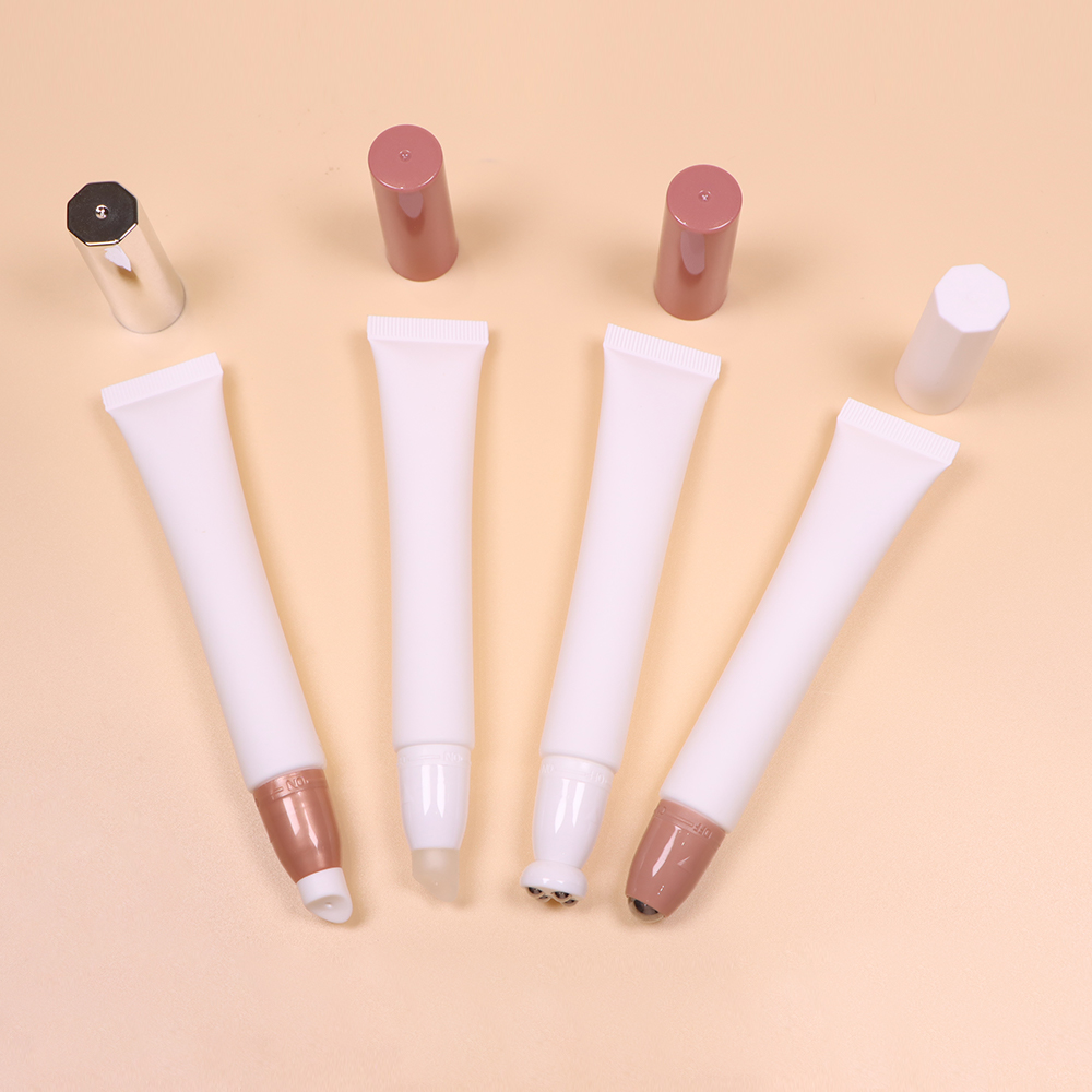 Custom Cosmetic Soft Plastic Tube with Zinc Alloy 4 Metal balls Eye Cream Massage Tube