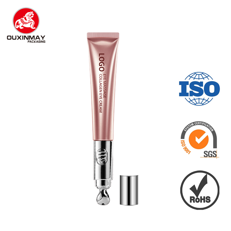 Custom Cosmetic Soft Plastic Tube with Zinc Alloy Semi Round Slant Metal Eye Cream Massage Tube