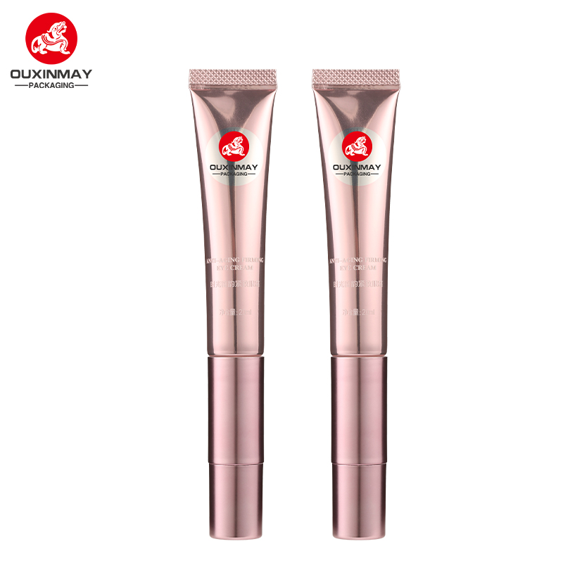 Custom Cosmetic Soft Plastic Tube with Zinc Alloy Semi Round Slant Metal Eye Cream Massage Tube