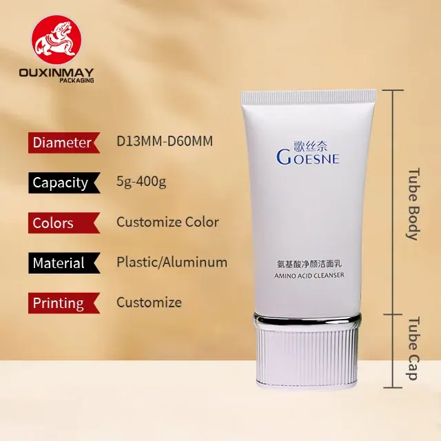 Superflat ABL Plastic Squeeze Tube with Vertical Stripes Acrylic Cap for Sunscreen Cream