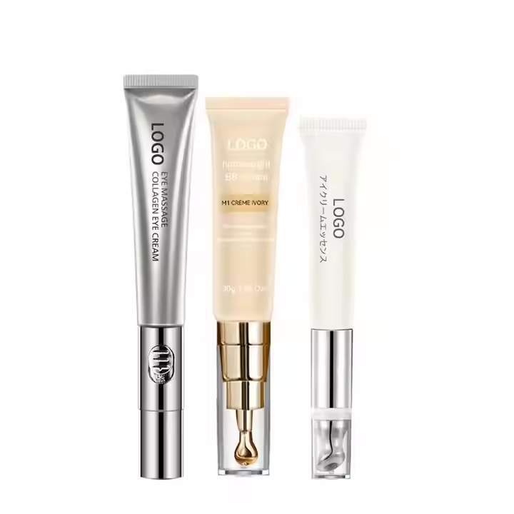 Custom Cosmetic Soft Plastic Tube with Zinc Alloy Semi Round Slant Metal Eye Cream Massage Tube