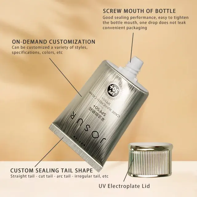 Superflat ABL Plastic Squeeze Tube with Vertical Stripes Acrylic Cap for Sunscreen Cream