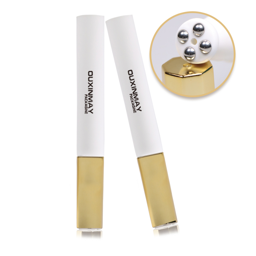 Custom Cosmetic Soft Plastic Tube with Zinc Alloy 4 Metal balls Eye Cream Massage Tube