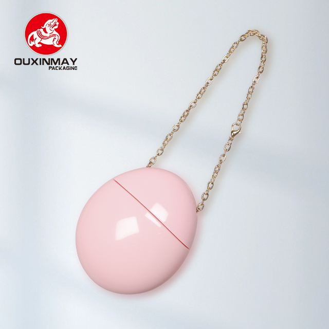 Egg-shaped Cosmetic Plastic Sunscreen Bottle with Metal Chain