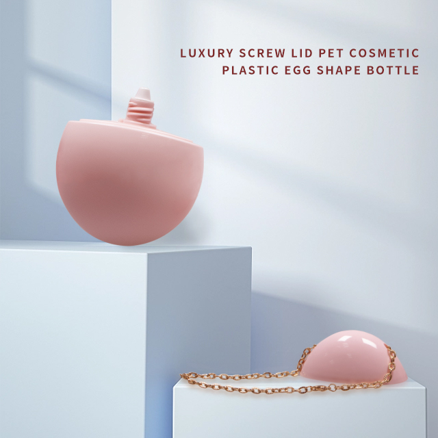Egg-shaped Cosmetic Plastic Sunscreen Bottle with Metal Chain