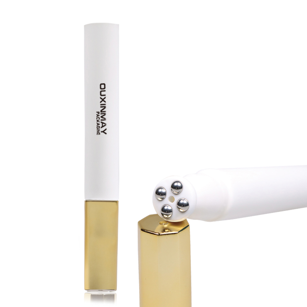 Custom Cosmetic Soft Plastic Tube with Zinc Alloy 4 Metal balls Eye Cream Massage Tube