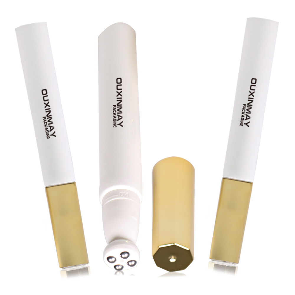 Custom Cosmetic Soft Plastic Tube with Zinc Alloy 4 Metal balls Eye Cream Massage Tube