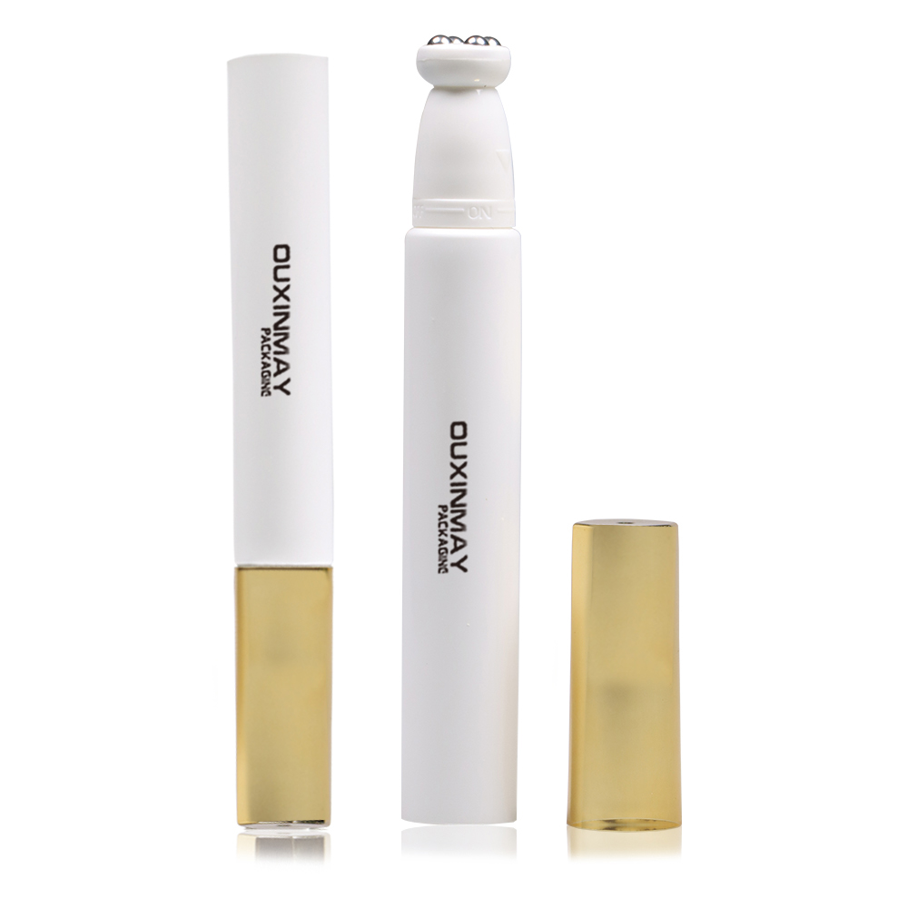 Custom Cosmetic Soft Plastic Tube with Zinc Alloy 4 Metal balls Eye Cream Massage Tube