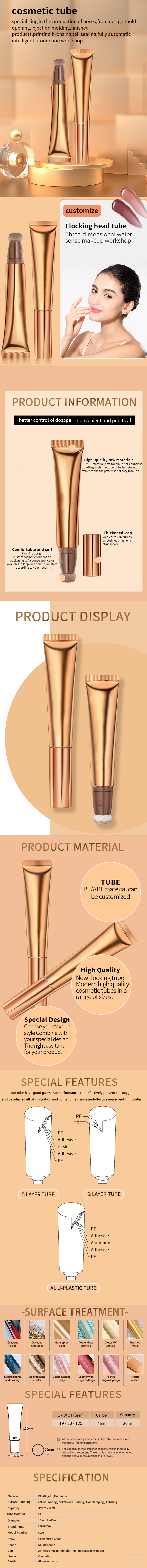 Flocked head blush tube