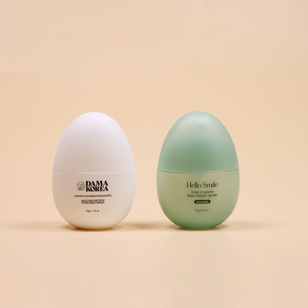 Egg-shaped Sunscreen Bottle with Airless Pump PP Foundation Bottle