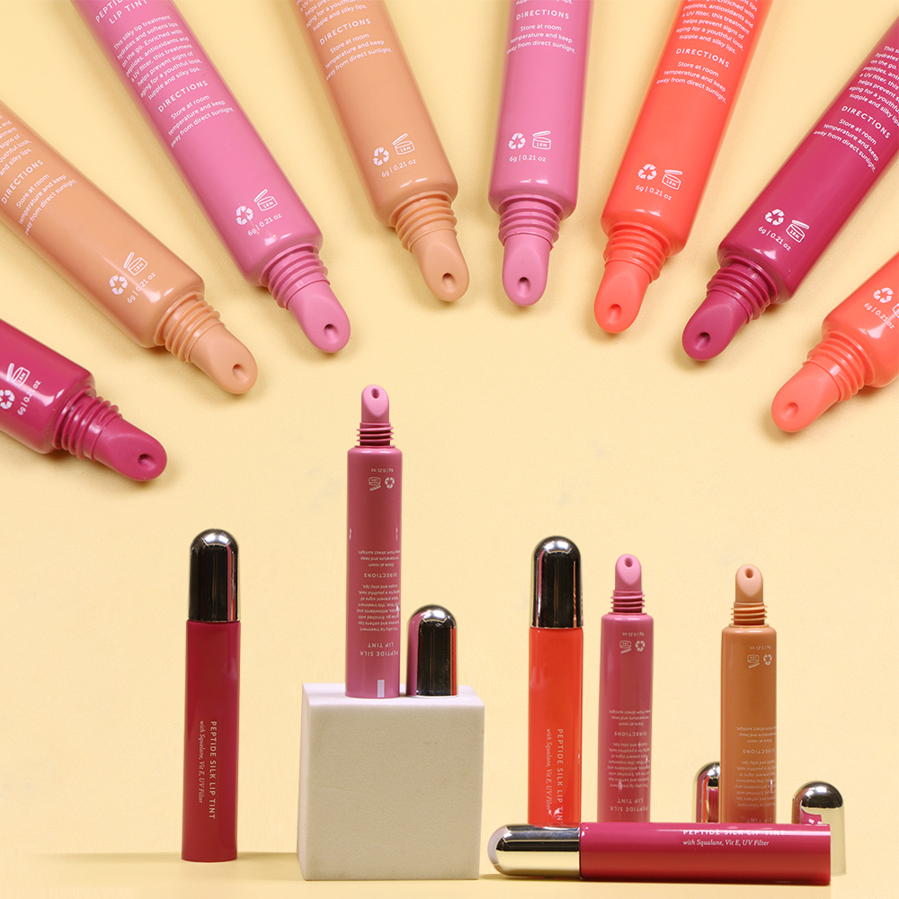 Silicone Tip Lipstick Tube with Electroplated Metal Cap Soft Lipgloss Tube