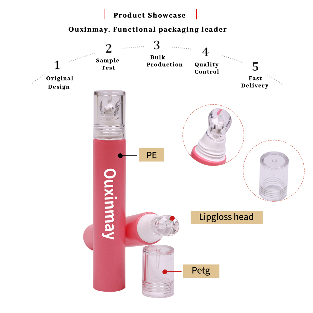 OUXINMAY Custom PETG Mouth Soft Plastic Lipgloss Lipstick  Squeeze Packaging Tube