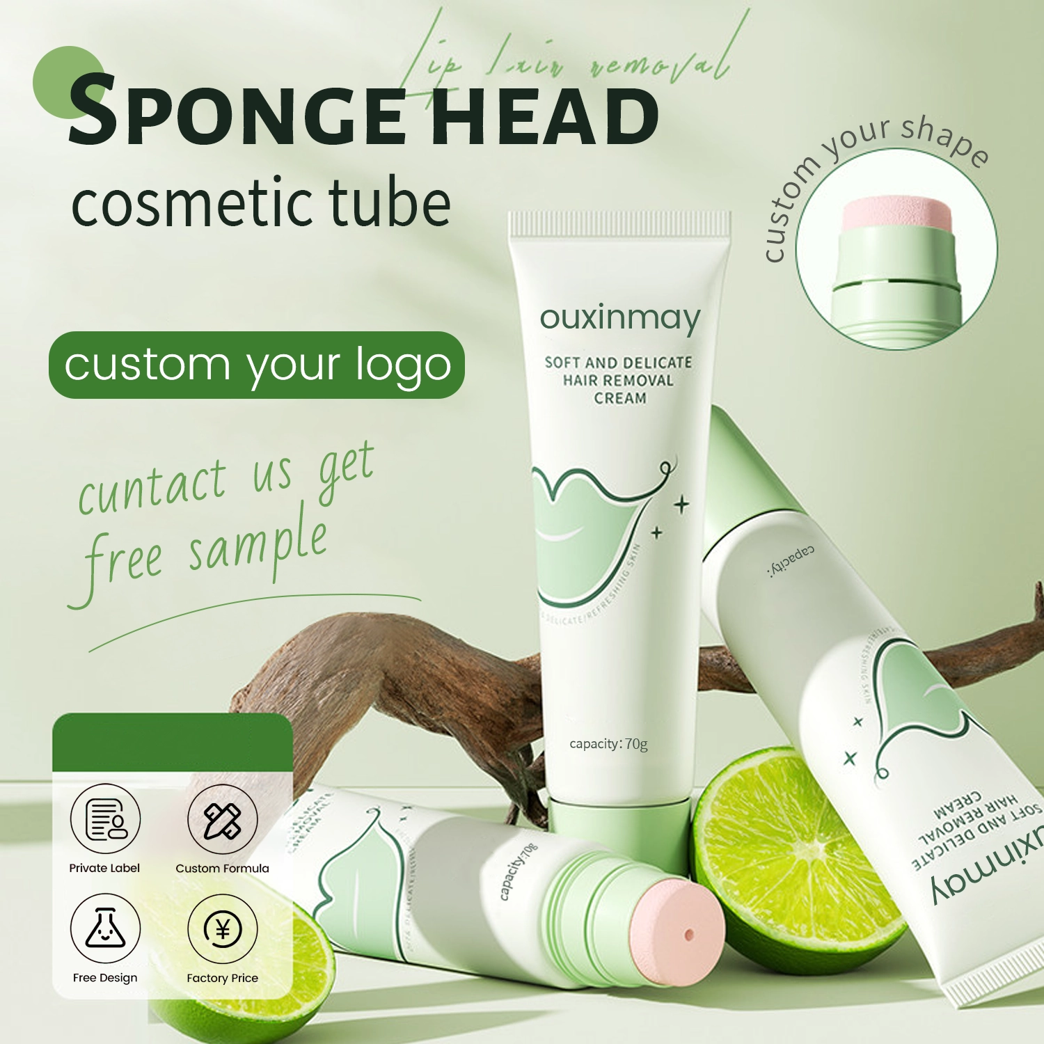 Sponge Cosmetic Tube PE Squeeze Packaging for Blush & Liquid Foundation