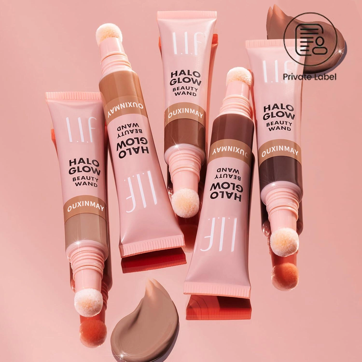 Flocked Cosmetic Tube Custom D19 Flocked /Highlighter/Contour Brush Tube