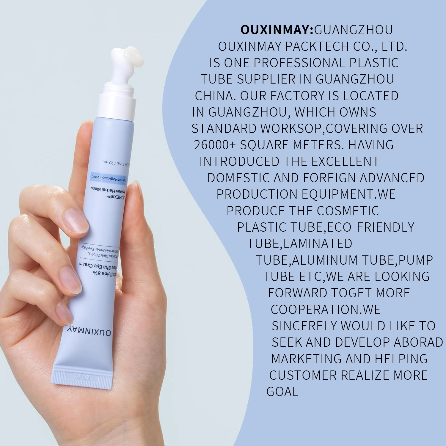 Custom Eye Cream Cosmetic Squeeze Tube 20ml PE Soft Tube with Metal Ceramics Massage Applicator Lip Balm Packaging Tube
