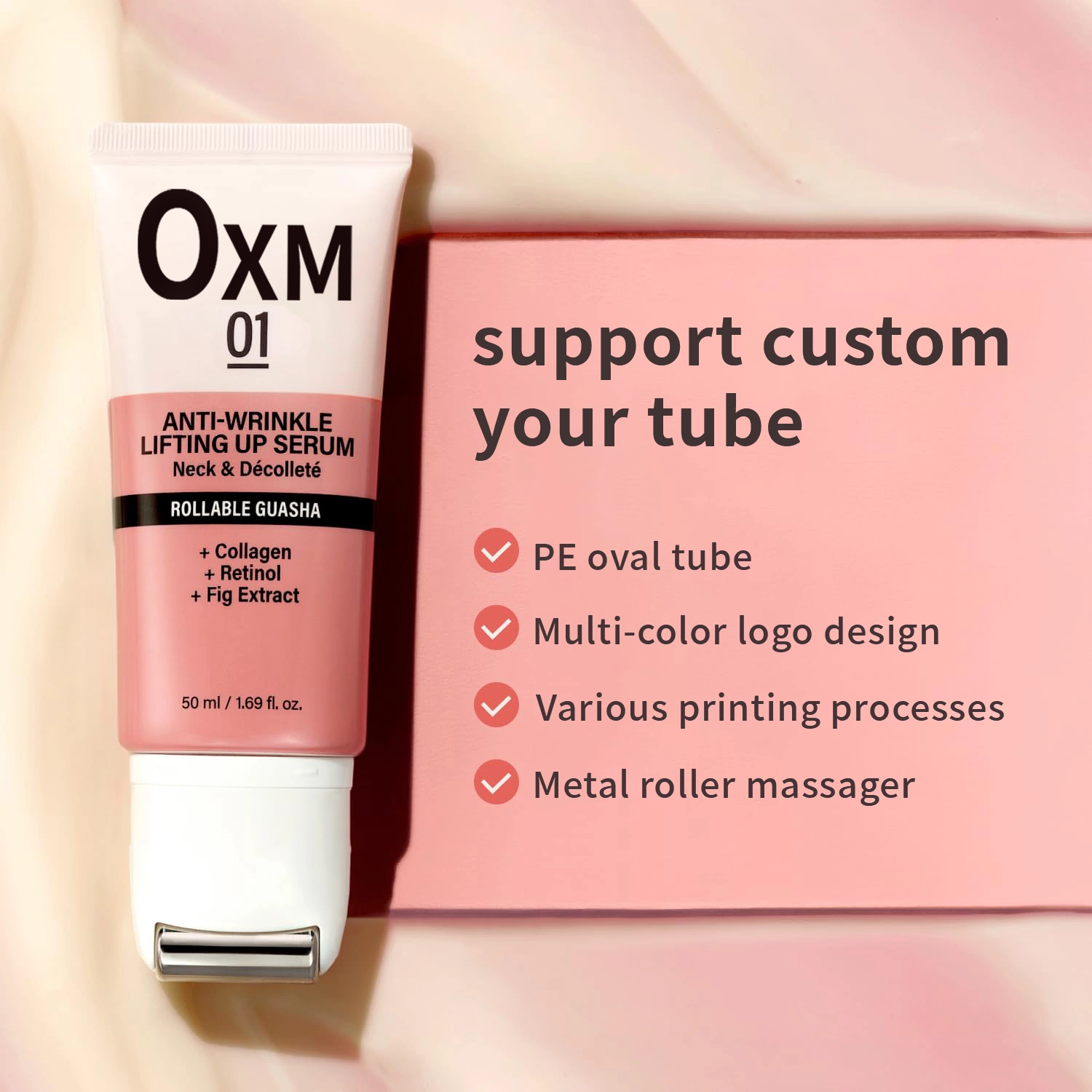 Metal Roller Massage Tube D40 PE Plastic Packaging Tube for Body & Neck Care
