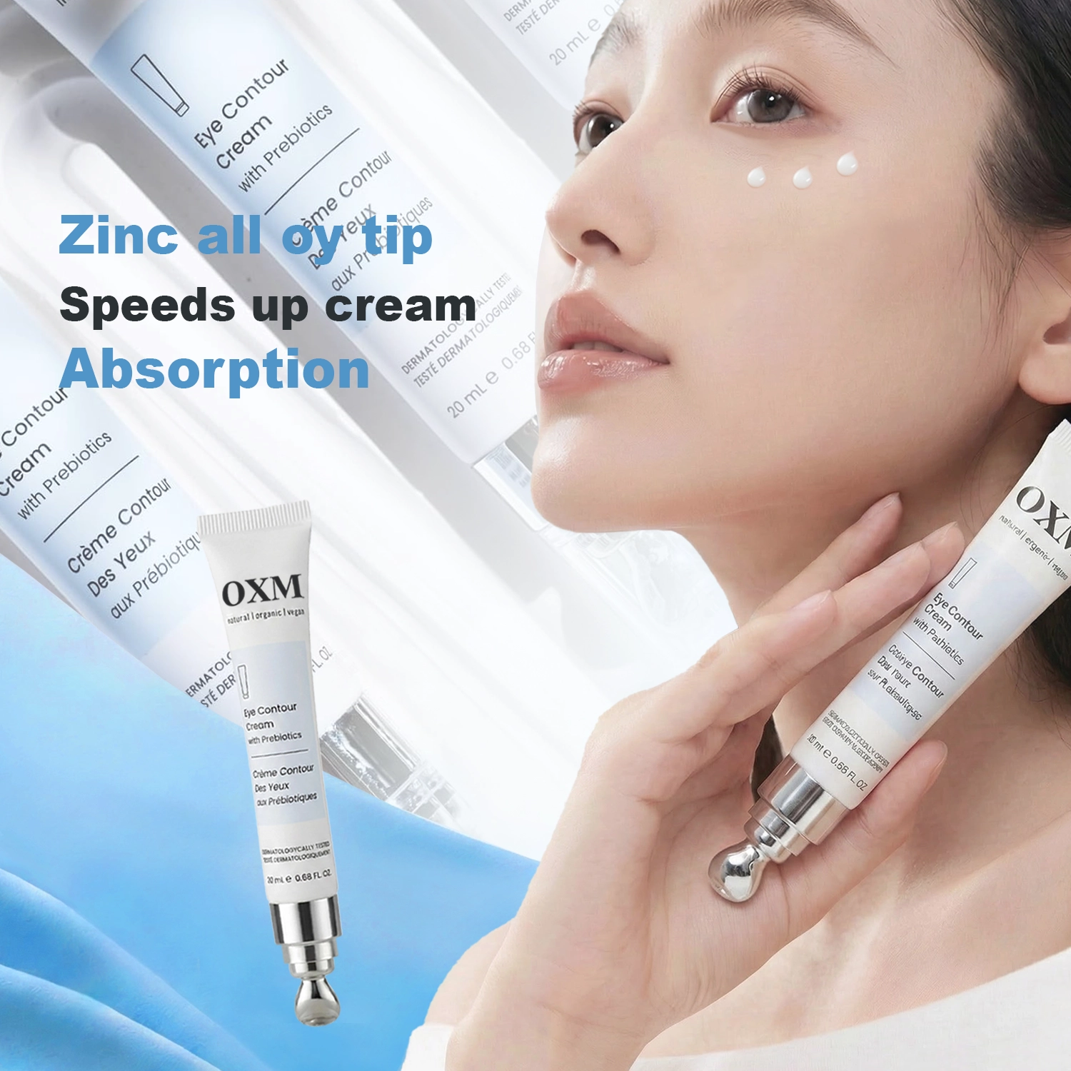 20g Empty Cosmetic Plastic PE Eye Cream Lip Gloss Essential Oil Silk Screen Printed Makeup Squeeze Tubes with Zinc Alloy Applicator