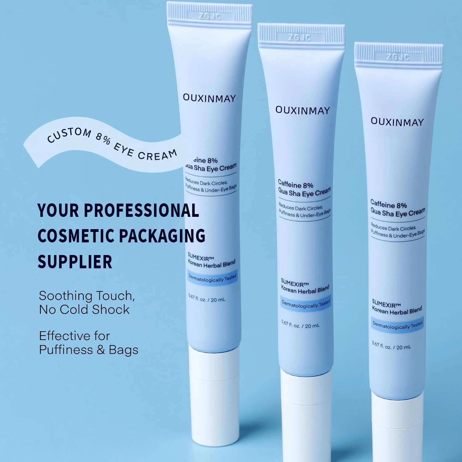 Custom Eye Cream Cosmetic Squeeze Tube 20ml PE Soft Tube with Metal Ceramics Massage Applicator Lip Balm Packaging Tube