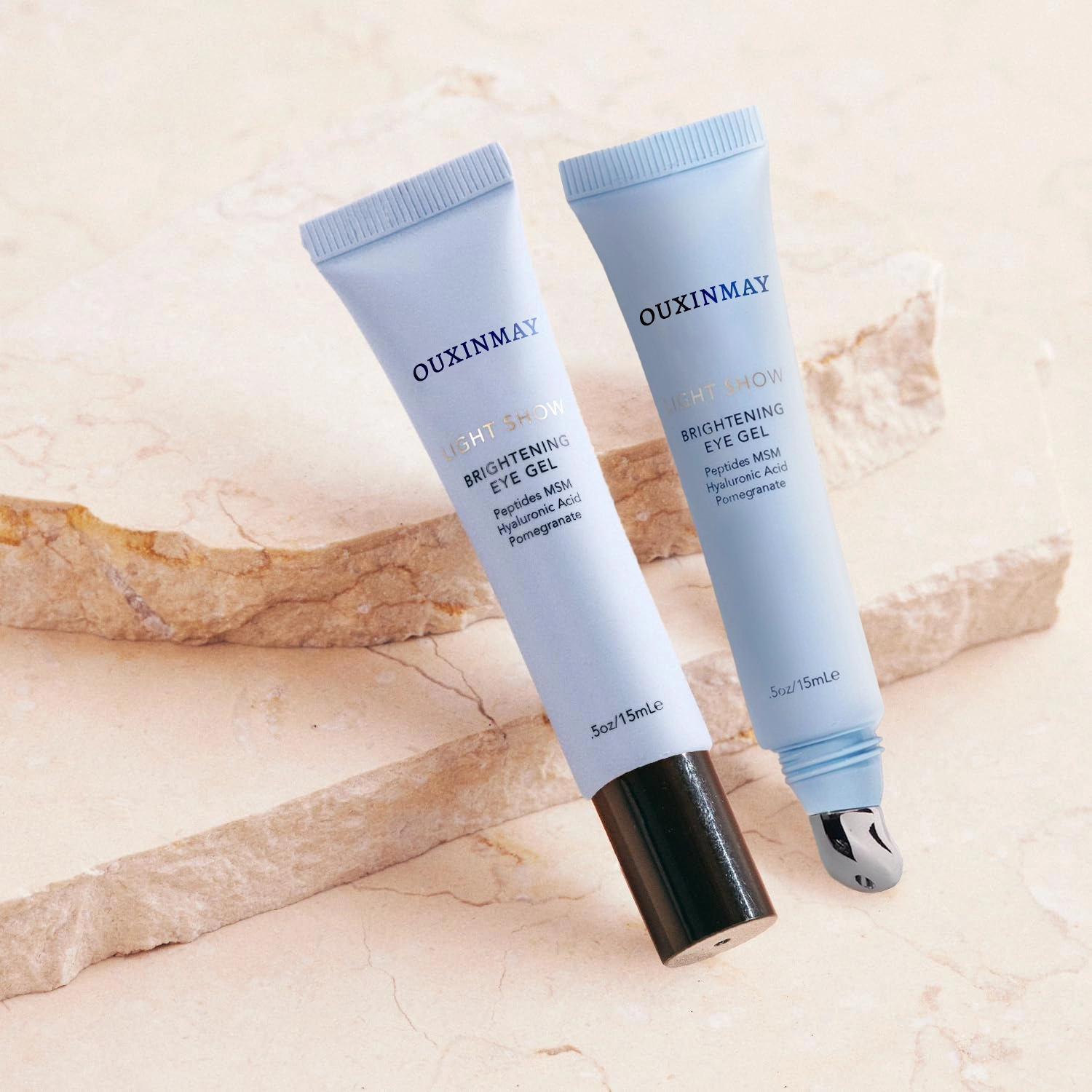 Custom Eye Essence Cosmetic Soft Tube Packaging Massage ABL/PE Plastic Tube Empty Tube with Zinc Alloy Applicator for Eye Cream