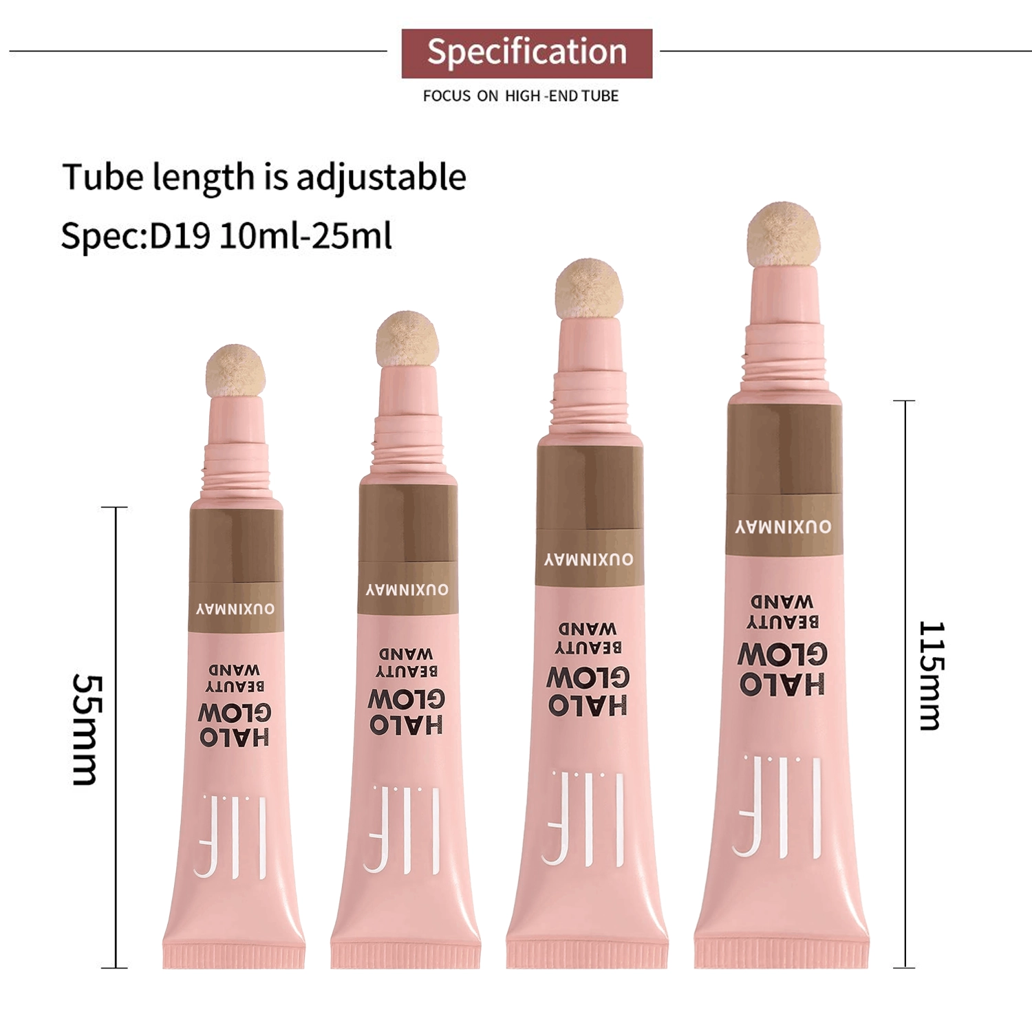Flocked Cosmetic Tube Custom D19 Flocked /Highlighter/Contour Brush Tube