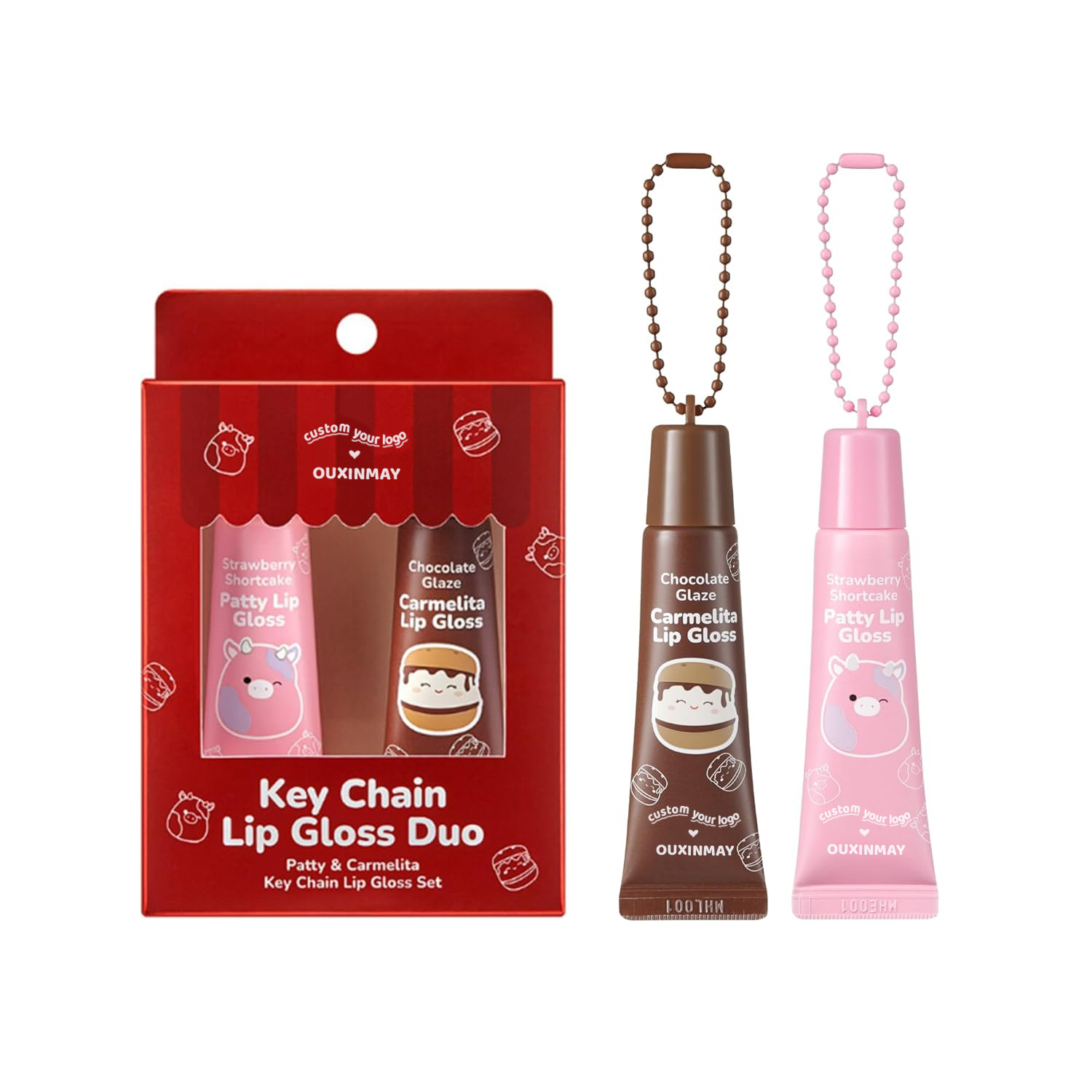 Keychain Lipgloss Tube with Chain