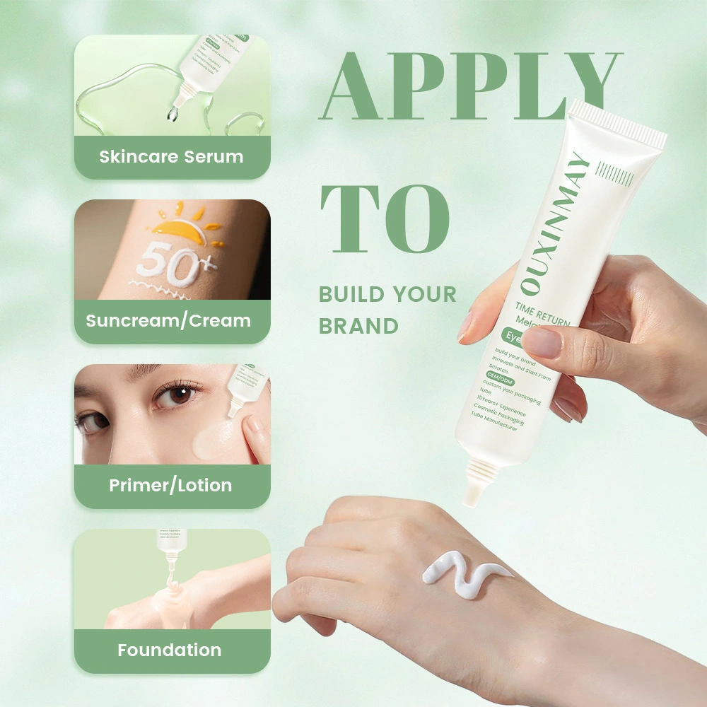 Cosmetic Plastic Squeeze Tube 25ml 50ml Empty Lotion Eye Cream Tubes Long Nozzle Screw Cap Custom Color Printing