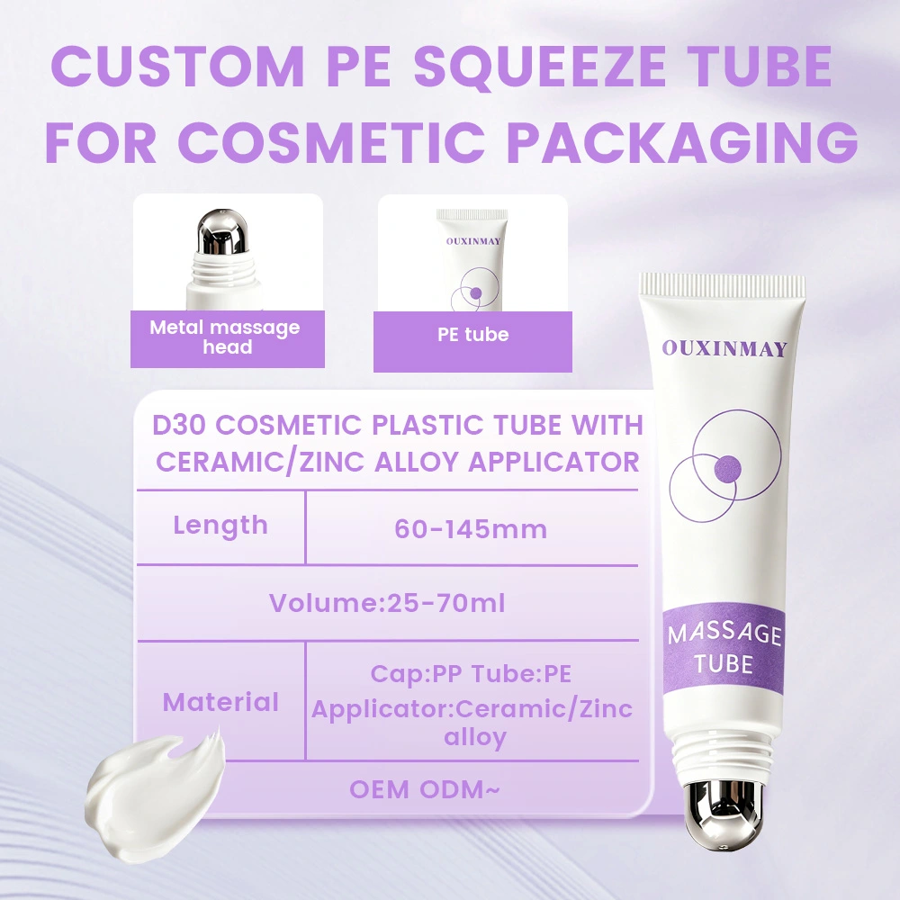 Customized 25ml Zinc Alloy Applicator Tube Eye Cream Massage Tube ABL Cosmetic Tube