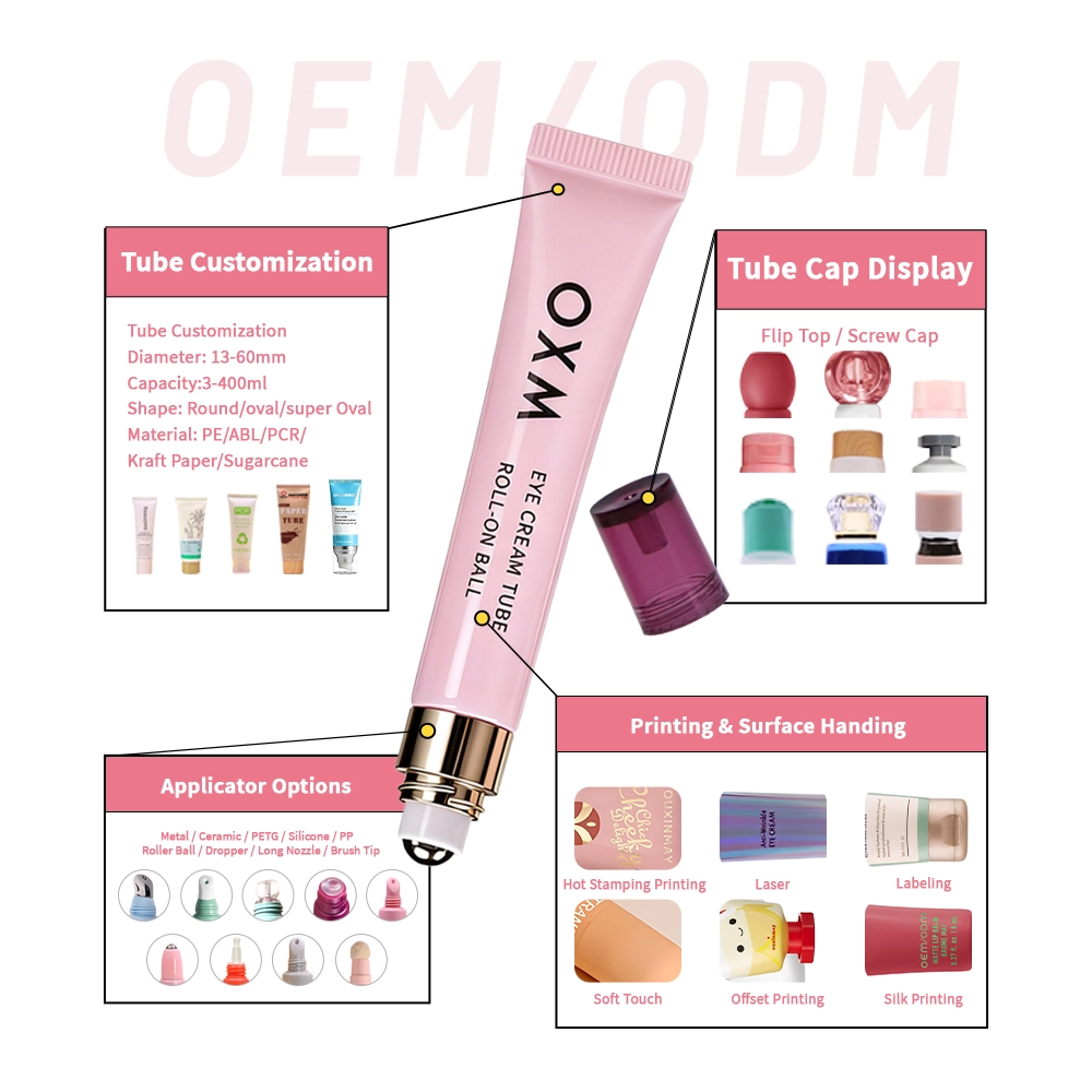 Metal Massage Head Squeeze Tube 8ml 10ml 15ml Cosmetic Lip Gloss Eye Cream Tubes with Screw Cap for Makeup Skin Care