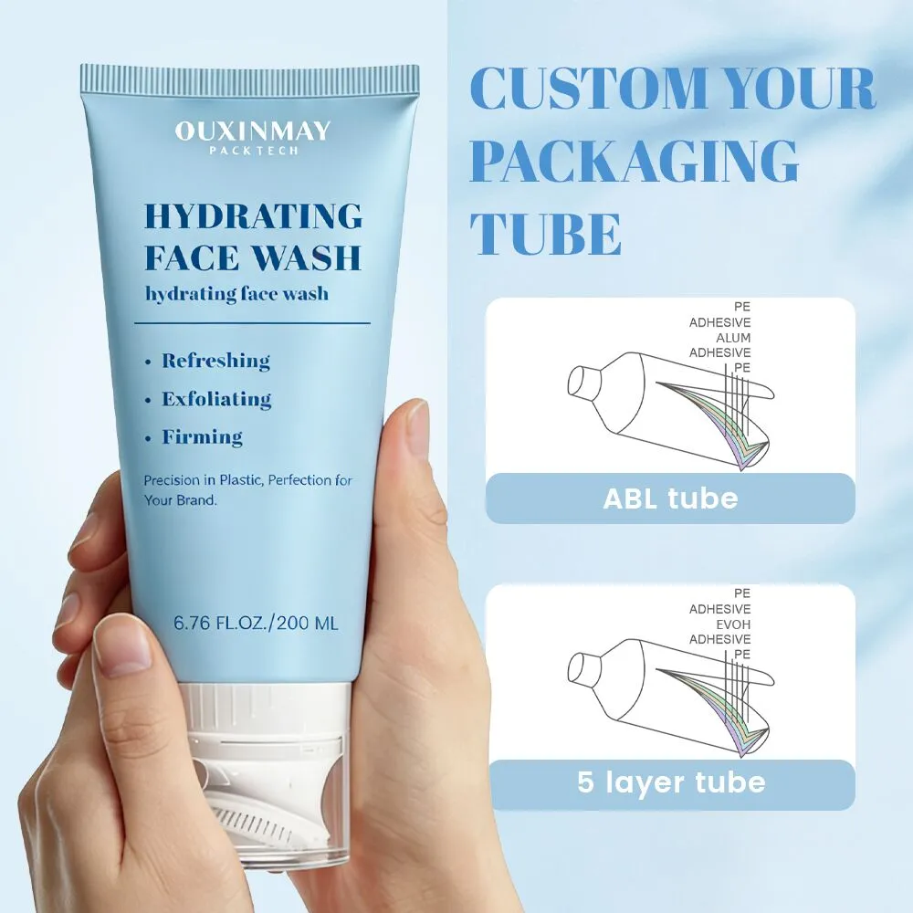 Customized 100ml 150ml 200ml Face WAash Massage Squeeze Tube Cosmetic Tube with Silicone Head