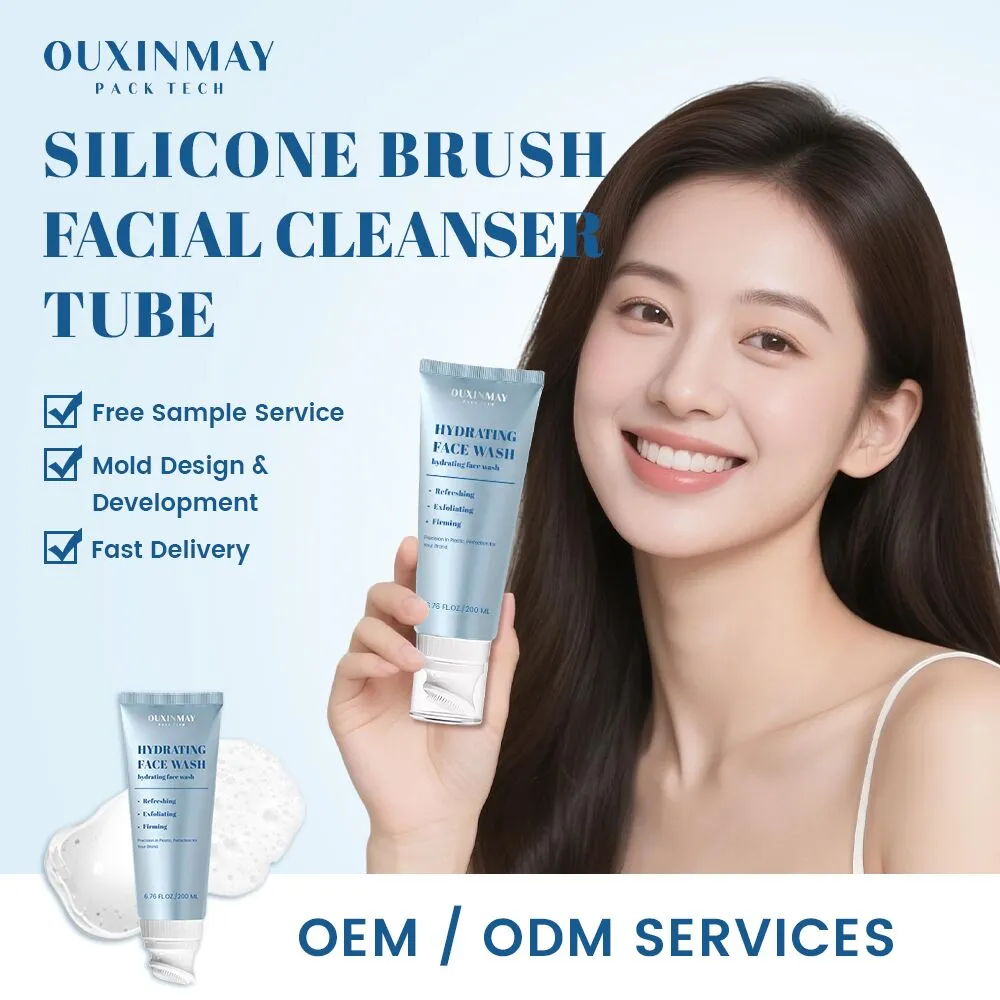 Customized 100ml 150ml 200ml Face WAash Massage Squeeze Tube Cosmetic Tube with Silicone Head