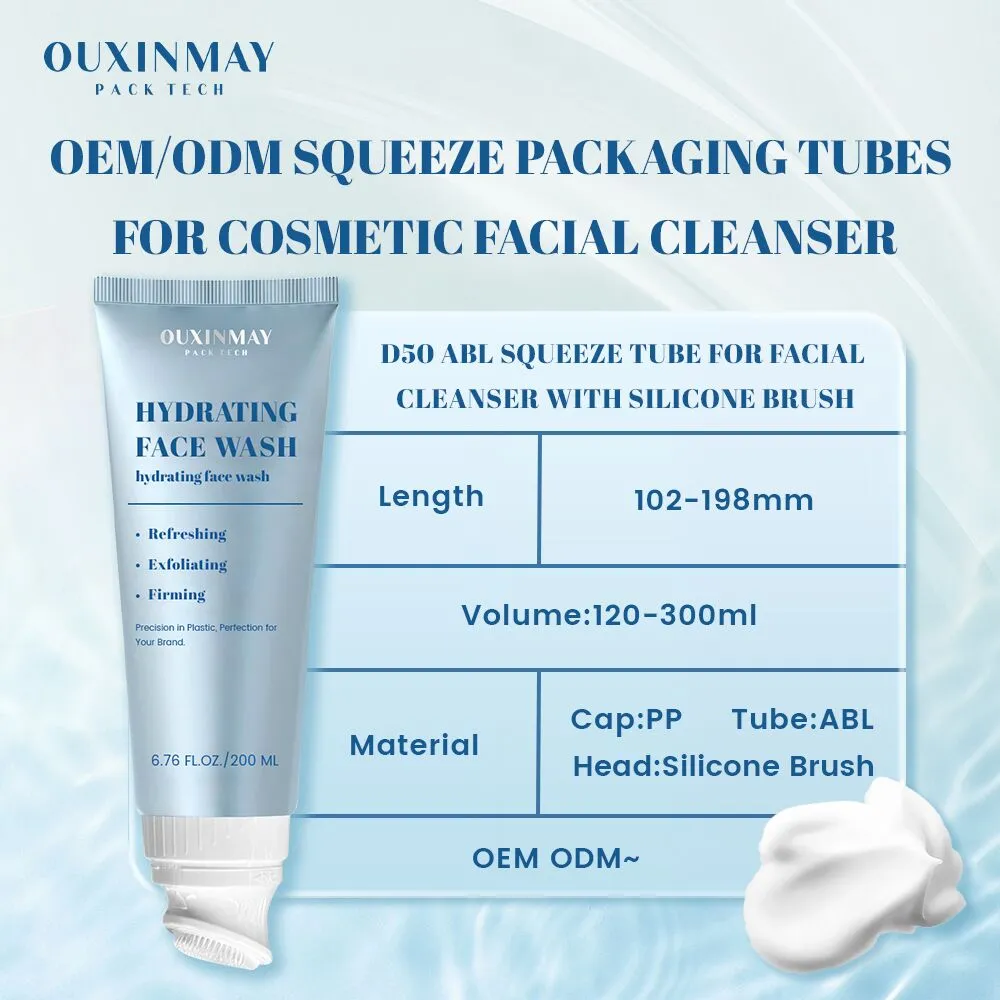 Customized 100ml 150ml 200ml Face WAash Massage Squeeze Tube Cosmetic Tube with Silicone Head