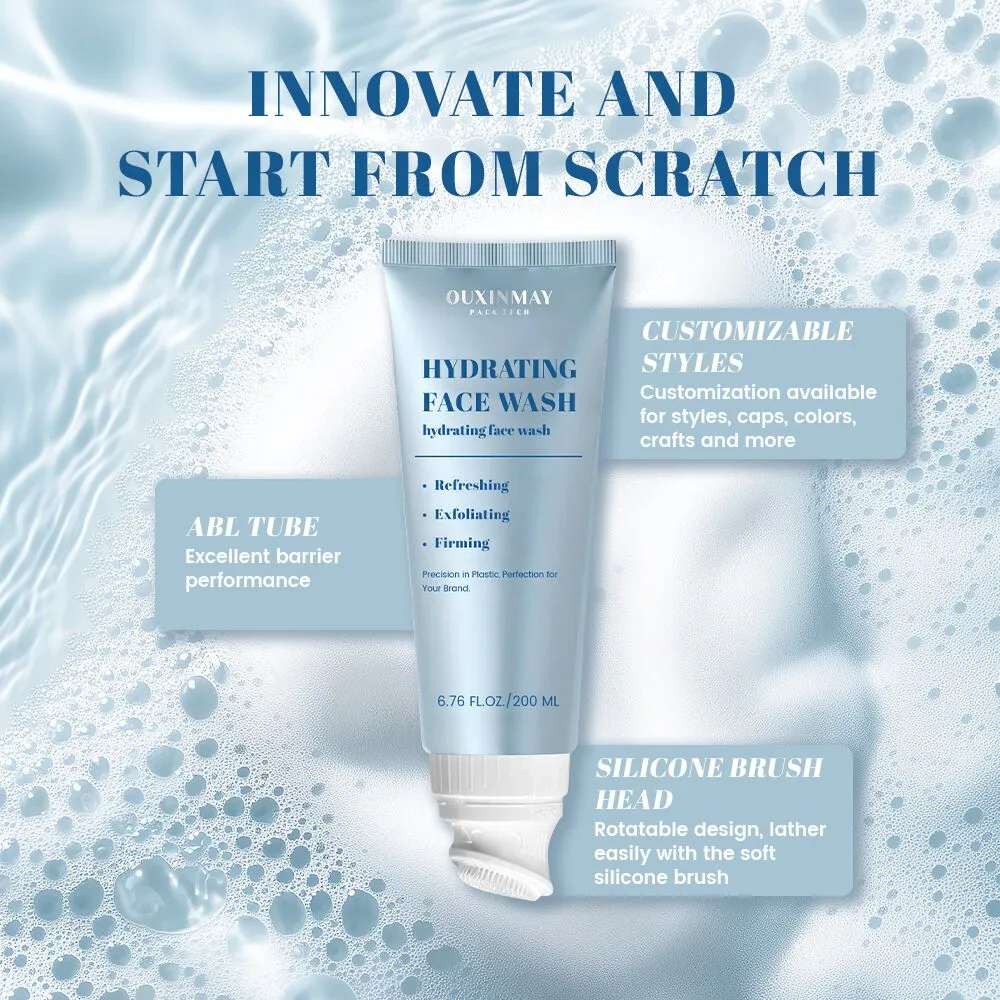 Customized 100ml 150ml 200ml Face WAash Massage Squeeze Tube Cosmetic Tube with Silicone Head