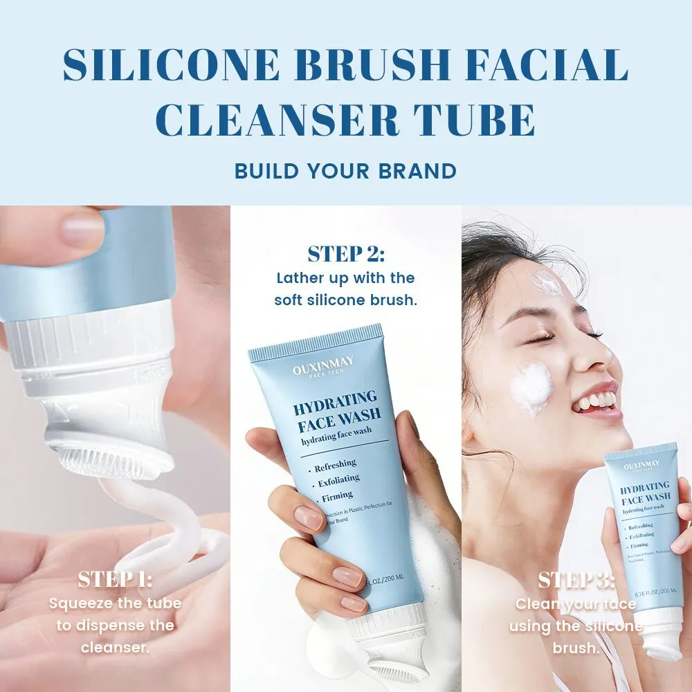 Customized 100ml 150ml 200ml Face WAash Massage Squeeze Tube Cosmetic Tube with Silicone Head