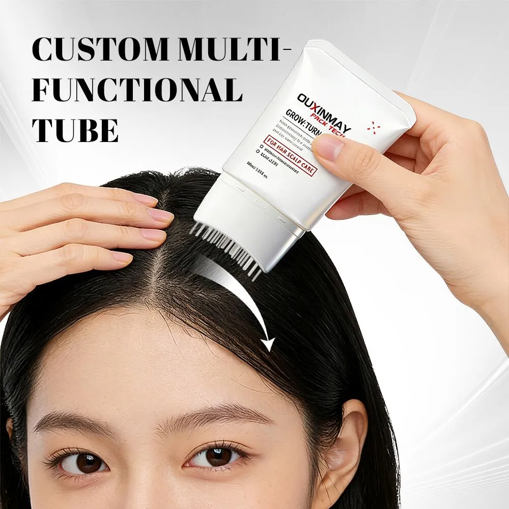 Custom 100ml 150ml Refillable Hair Care Tube with Massage Comb Brush Head Hair Serum Packaging Plastic Tube