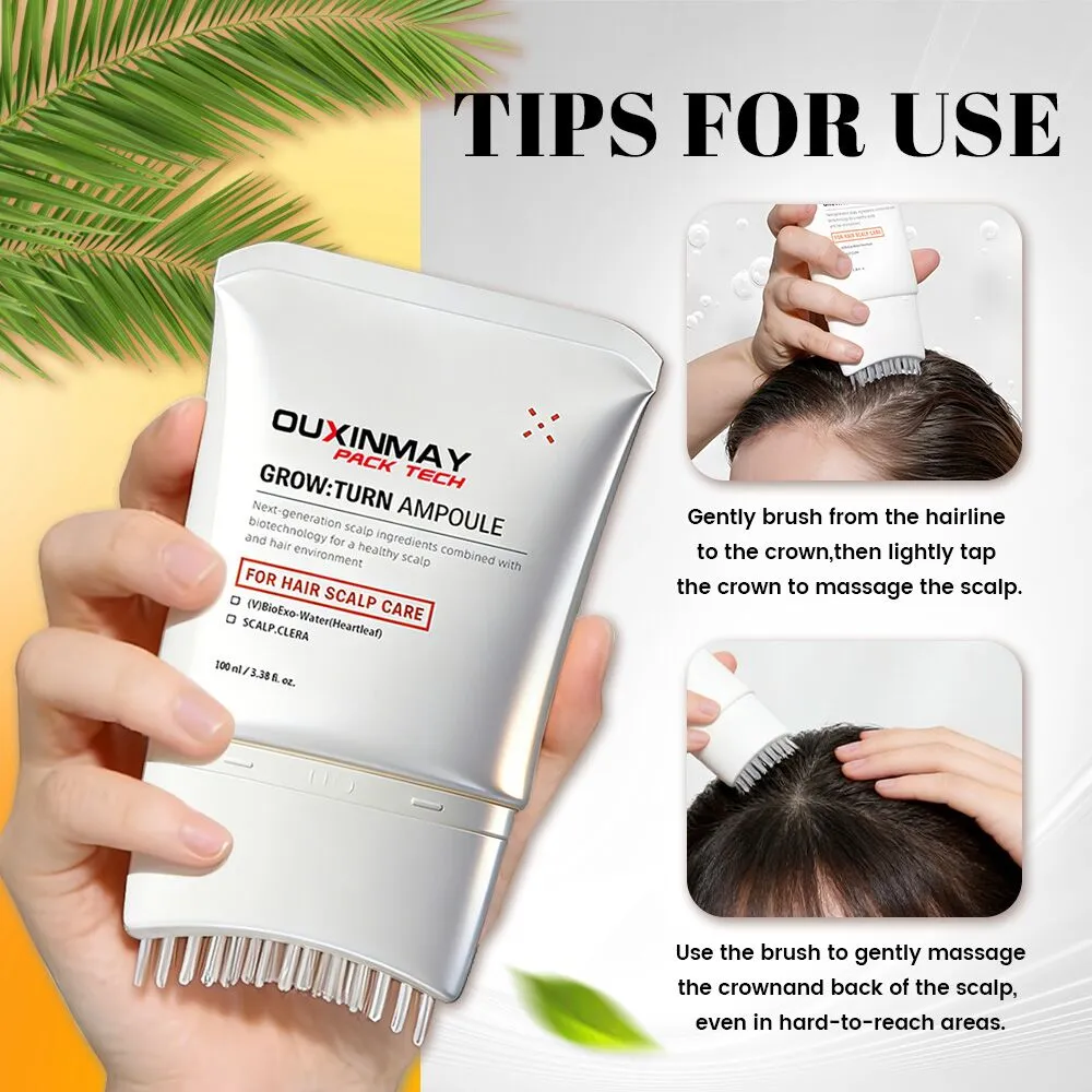 Custom 100ml 150ml Refillable Hair Care Tube with Massage Comb Brush Head Hair Serum Packaging Plastic Tube