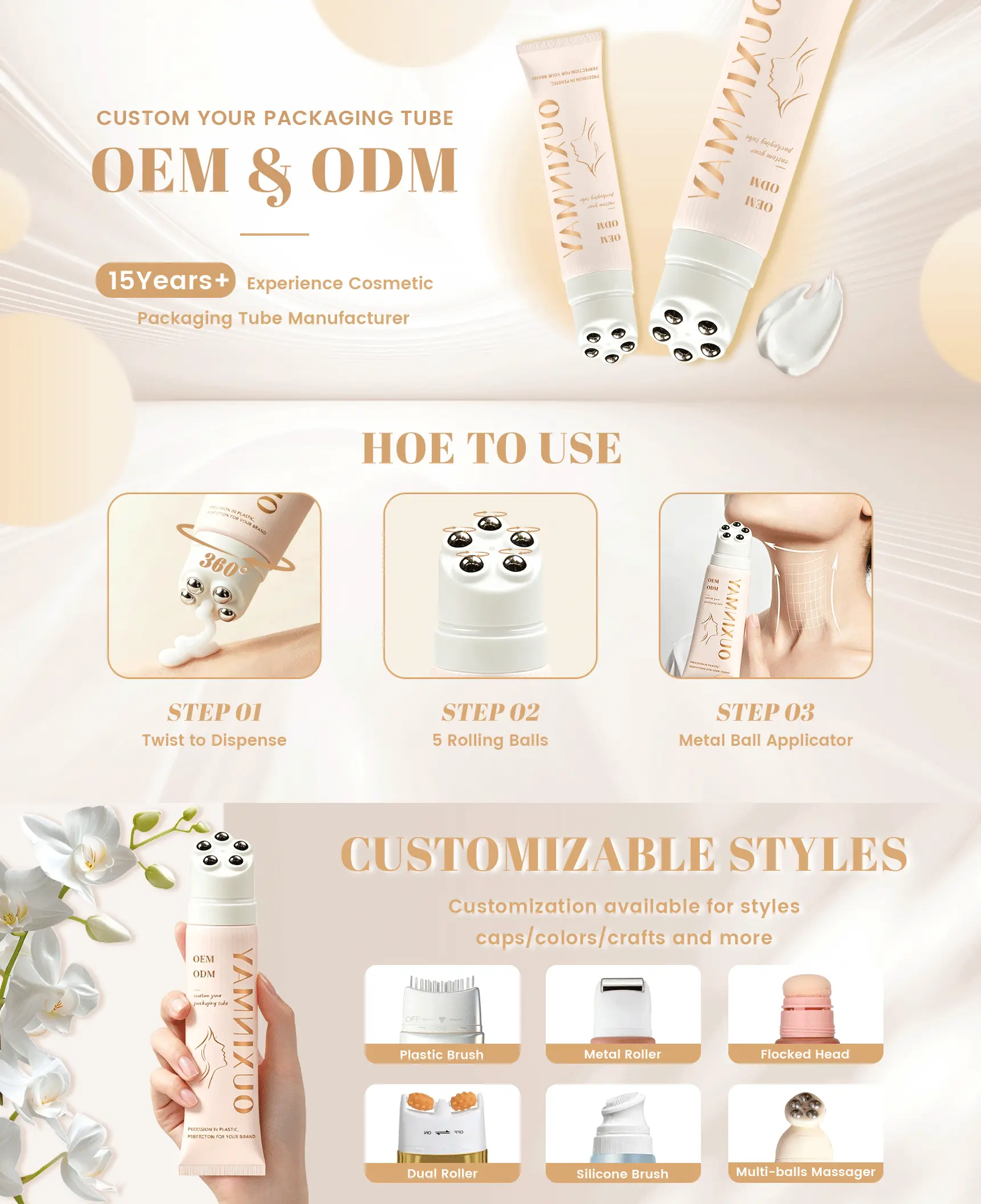 5 Metal Roller Ball Massage Tube
